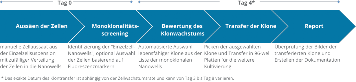 Nanowellbasierter Arbeitsablauf der Einzelzellklonierung