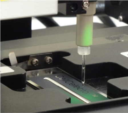 MagnetPick Objektträger auf dem CellCelector MagnetPick Objektträger auf dem CellCelector