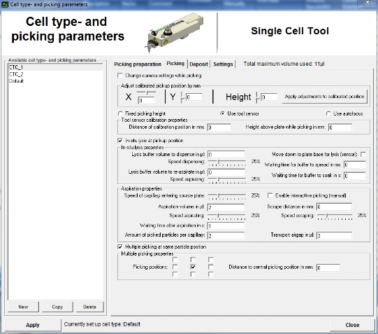 Picking parameter